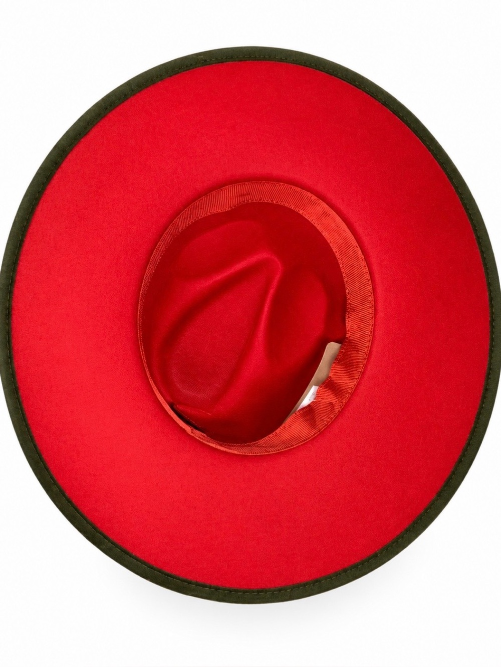 HAT Red Underside Brim/Gold Sparkle BOSS Band Olive Hat 2 Color Hat Fedora - Picture 5 of 6